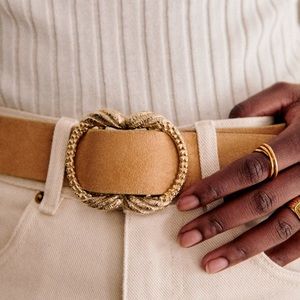Sezane Artemis Belt - 100 Cm - Beige -Suede Leather